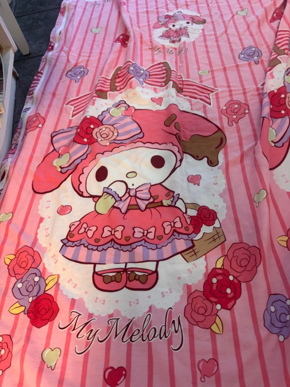 3 piece set My melody hello kitty set duvet cover fitted sheet pillowcases